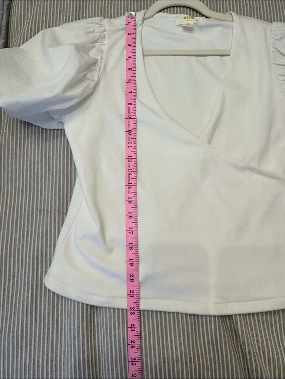 Maeve Anthropologie White Puff Sleeve Wrap Top, Size LP